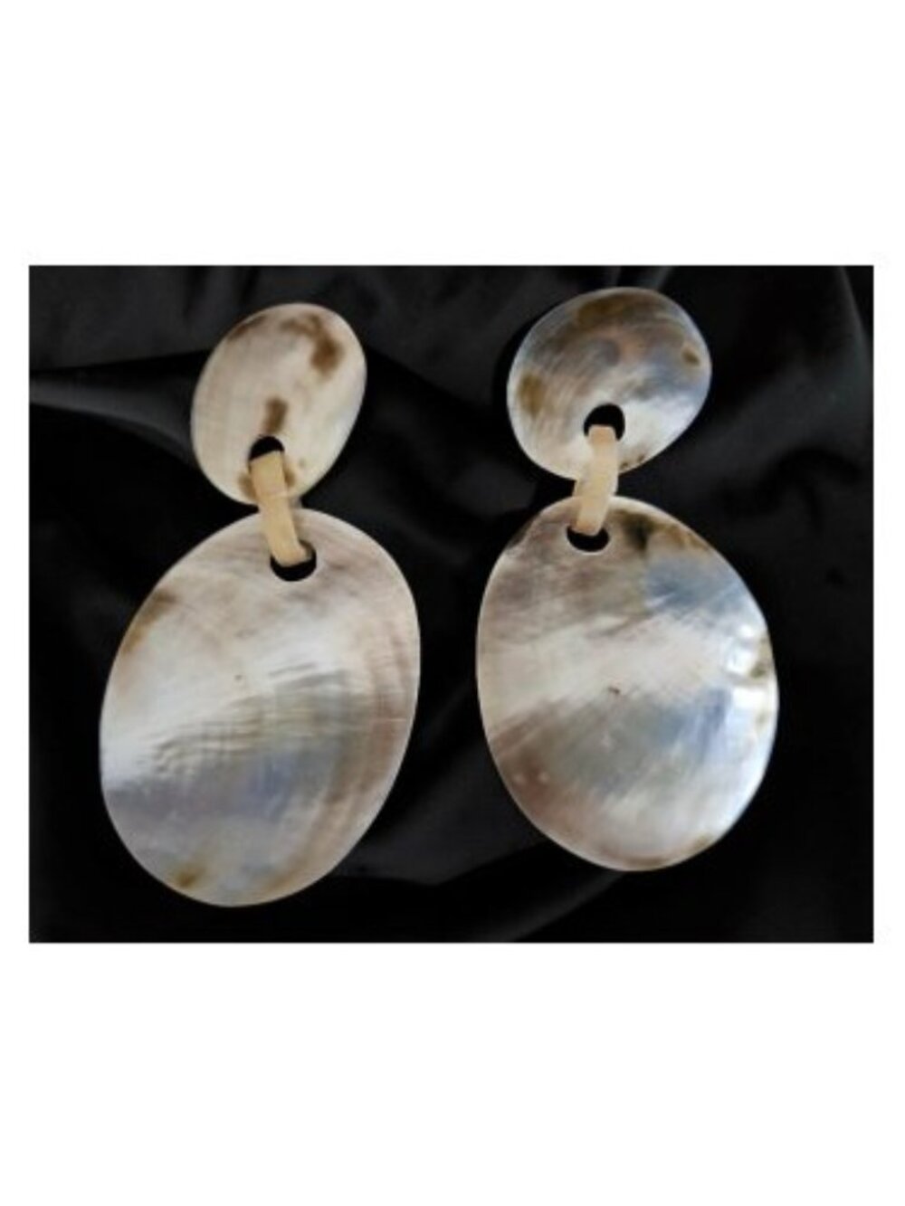 Iridescent Double Shell Dangle Stud Earrings
